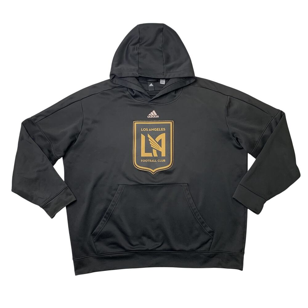 Los Angeles Football Club Hoodie Mens 2XL Black Climawarm Fleece Lined Adidas